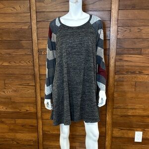 Elegant Long Sleeve Dress with Stripes. Pockets.